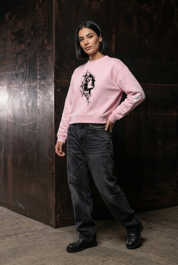 Female Tabs Sweatshirt solo model front pink