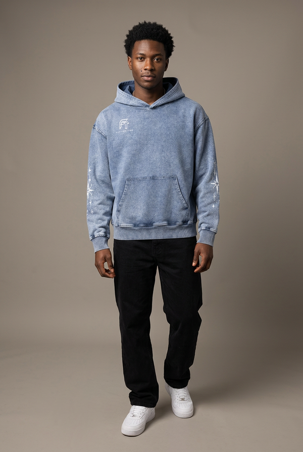 Snowed Oversized Hoodie male front Light Blue