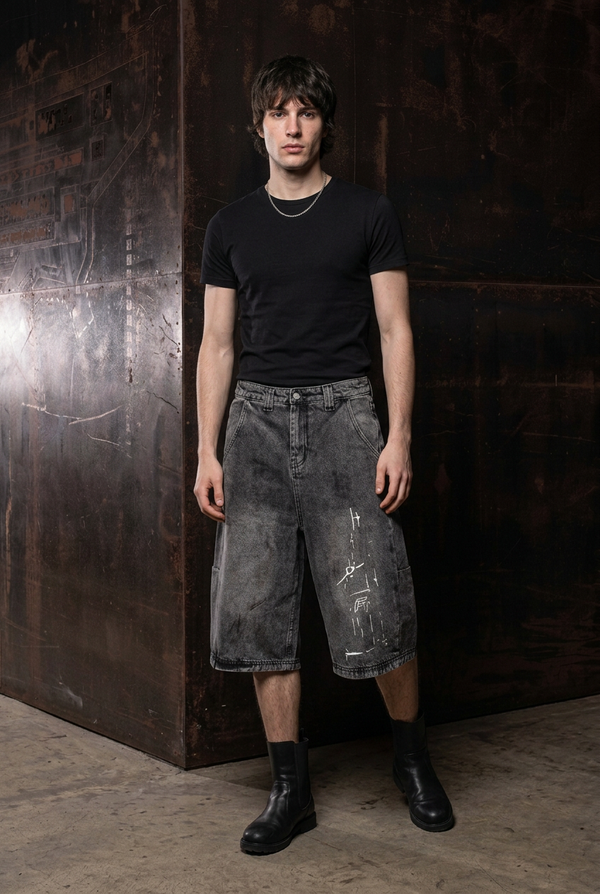 Star dust Shorts Black model front