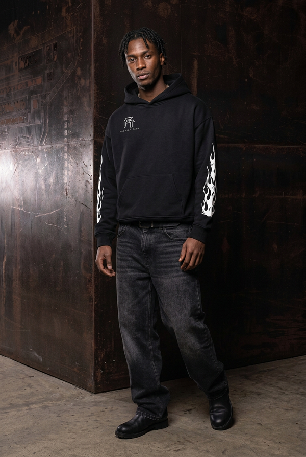 Baseline Hoodie single model front black