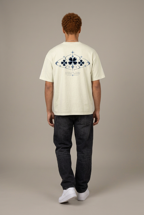 Enzyme Washed Tee male back Apricot