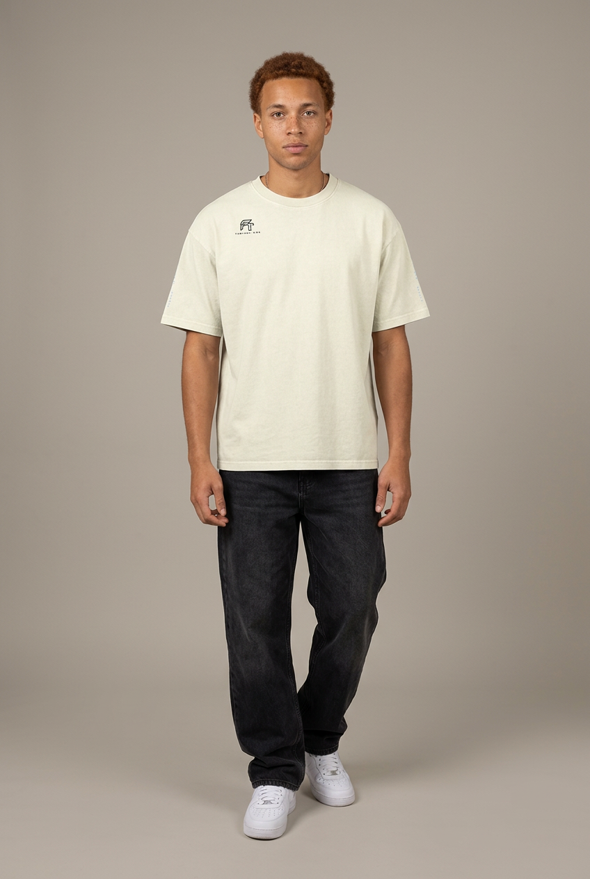 Enzyme Washed Tee male front Apricot