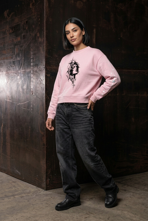 Female Tabs Sweatshirt solo model front pink
