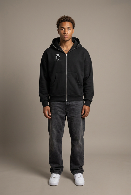 Fleeced Full Zip Hoodie model front