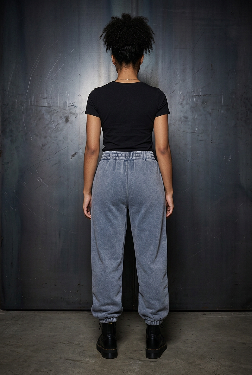 Fleeced Joggers solo model back Royal Blue