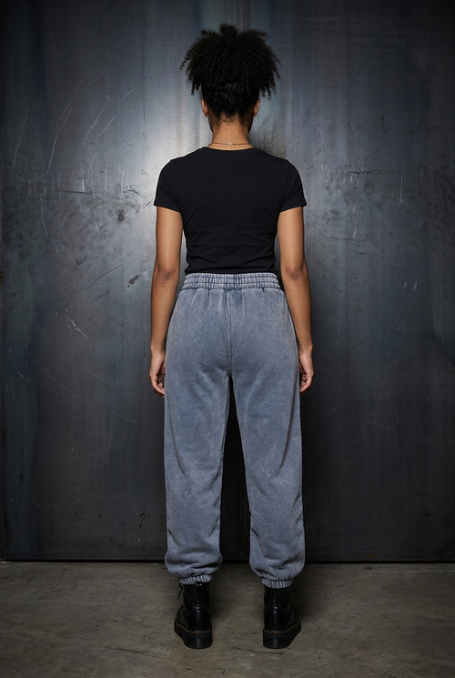 Fleeced Joggers solo model back Royal Blue