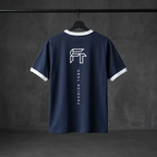Ringer Tee blue white back