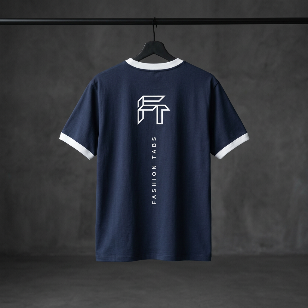 Ringer Tee blue white back