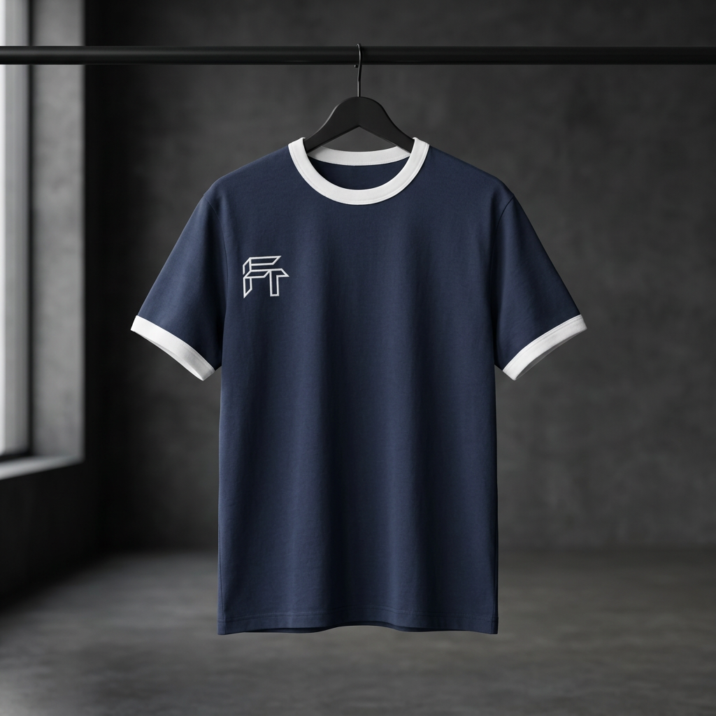 Ringer Tee blue white front
