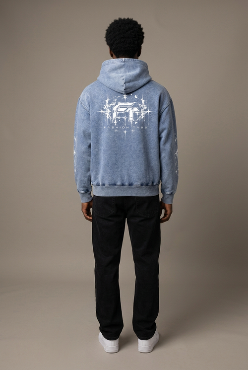 Snowed Oversized Hoodie male back Light Blue