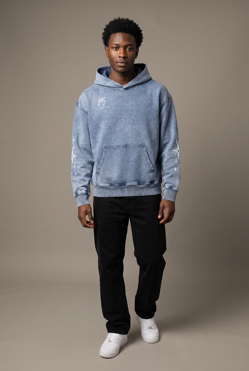 Snowed Oversized Hoodie male front Light Blue
